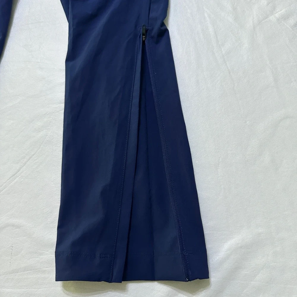 Adidas Mens Woven Track Pants M Navy Blue Ankle Zip Tapered Athletic Activewear